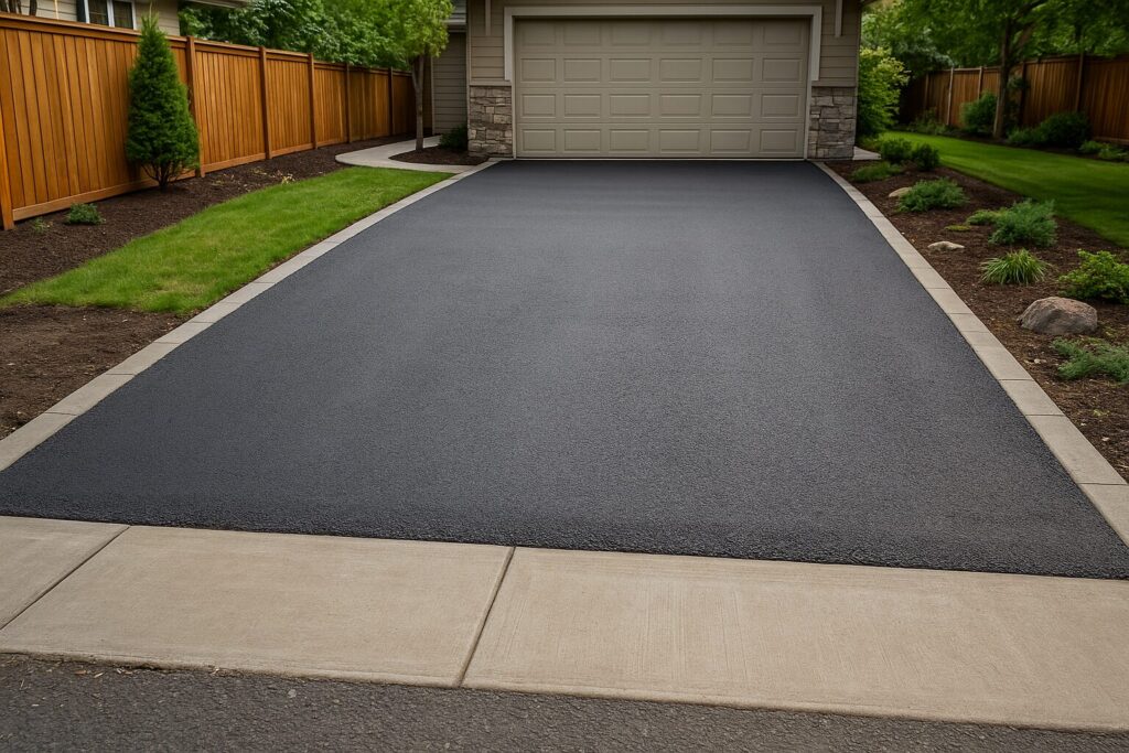 asphalt done by paving contracotrs on driveway