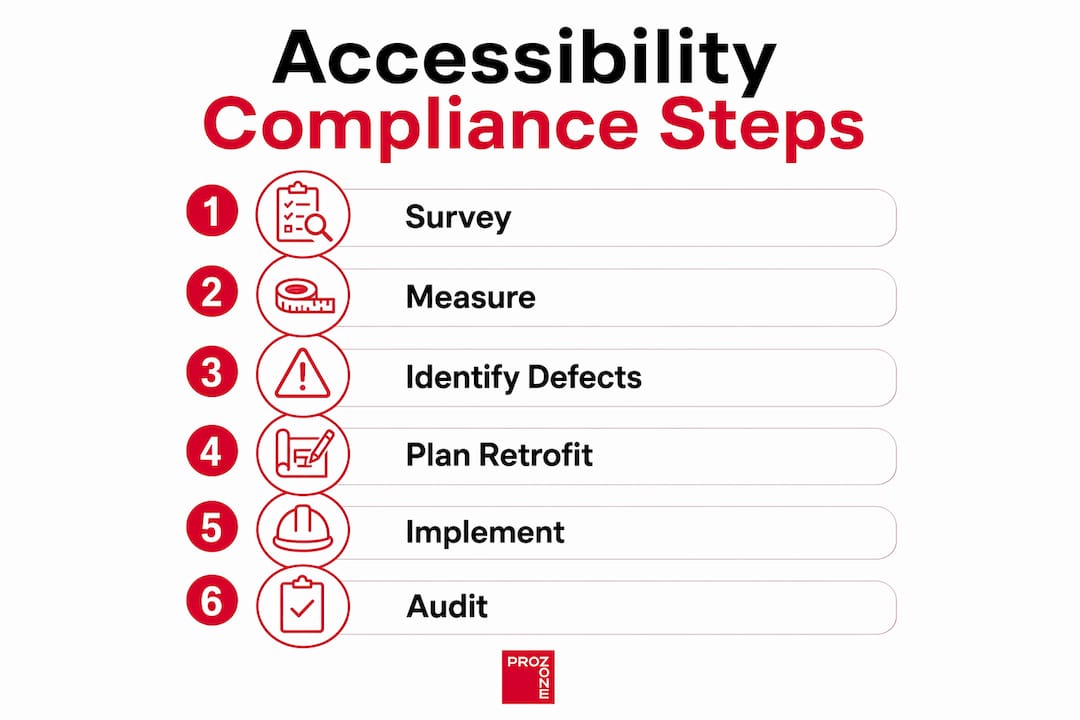 Infographic showing accessibility compliance steps in order