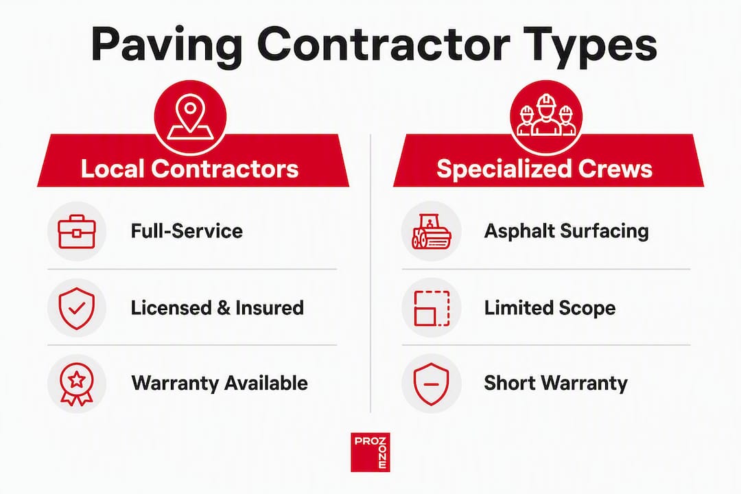 Infographic comparing paving contractor types
