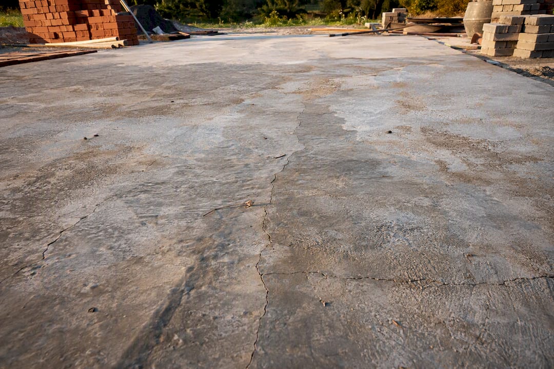 Concrete slab surface showing texture variations