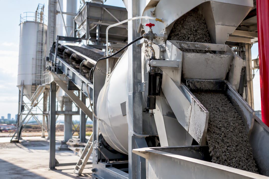 Concrete batch plant during admixture trial batching