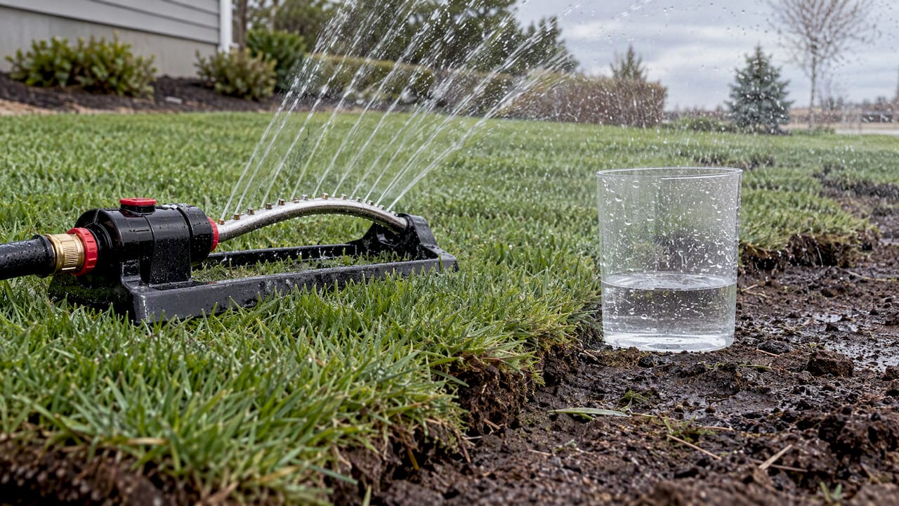 Straight-sided container measuring sprinkler water