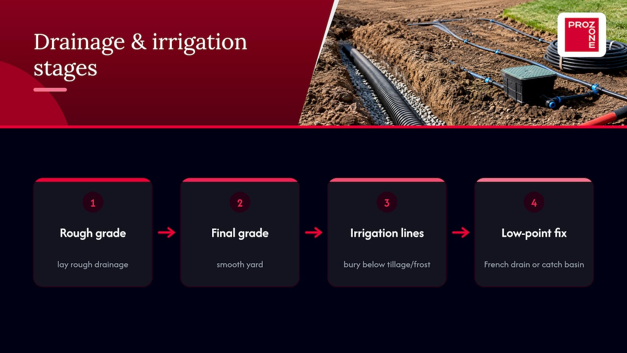 Drainage and irrigation installation sequence